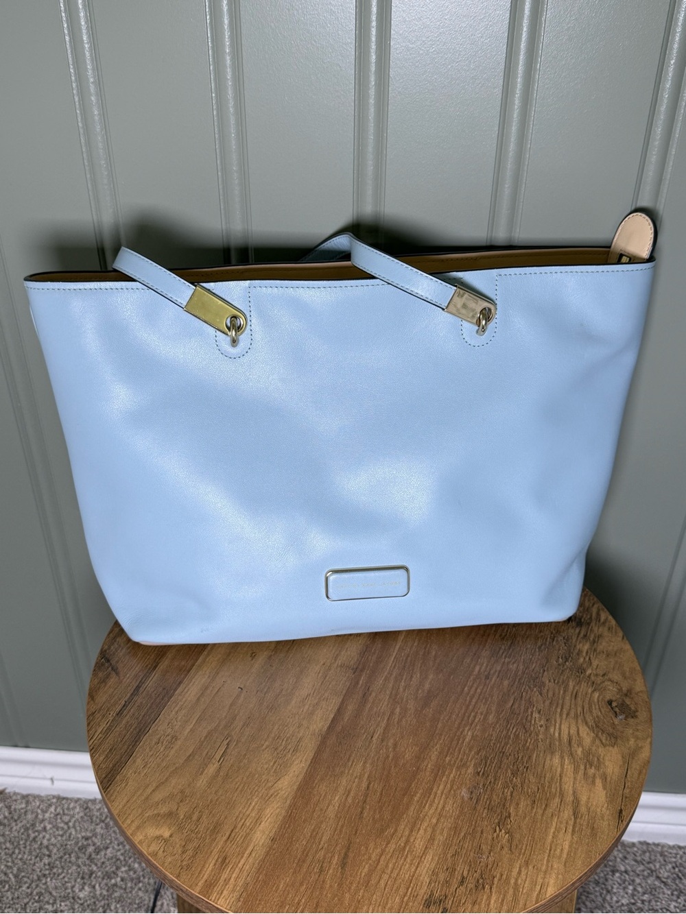 Marc Jacobs Pale Blue Leather Tote Bag